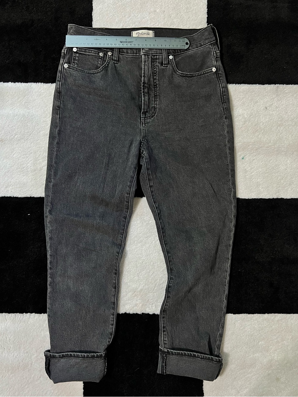 Madewell Womens Slim Straight Jeans in Washed Black